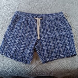 J. Crew Blue and White Plaid‎ Linen Blend Shorts XL